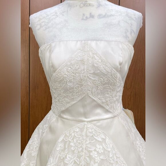 Carolina Herrera Bridal Hudson Lace Overlay Open-Back Silk Ballgown size 8 - Picture 4 of 12